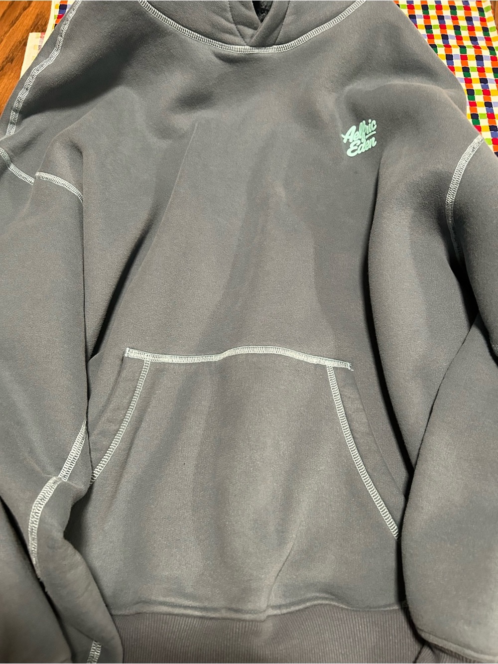 Aelfric Eden Men's Charcoal Crewneck Hoodie with Contrast Stitching